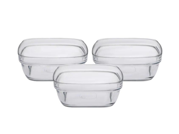 DURALEX LYS UNCOLORED SQUARE SERVING BOWLS – Set of 3